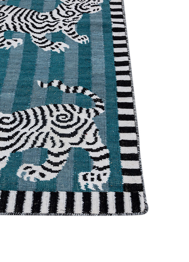alhambra blue wool flat weaves Rug - Corner alhambra blue wool flat weaves Rug - Corner