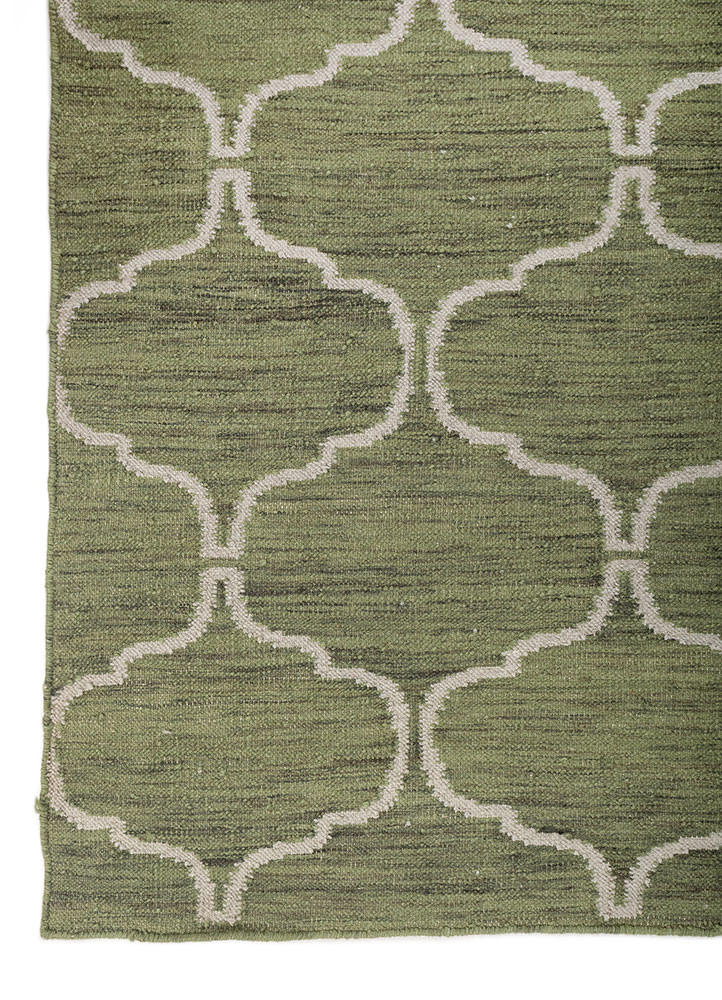 indusbar green wool and viscose flat weaves Rug - Corner indusbar green wool and viscose flat weaves Rug - Corner