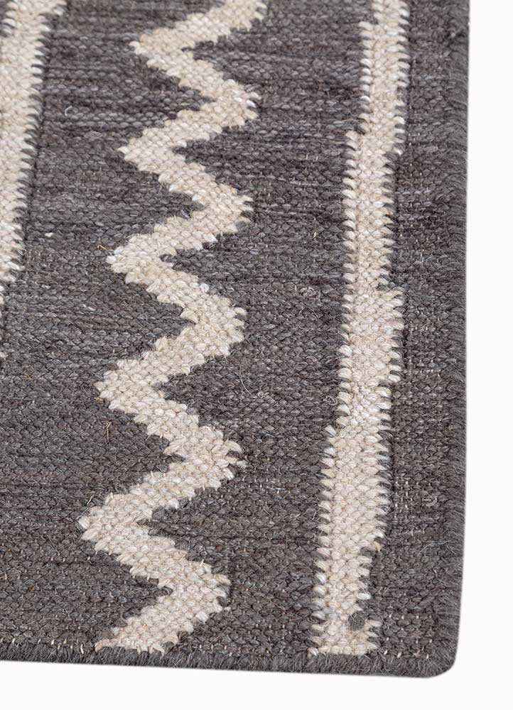 bedouin grey and black wool and viscose flat weaves Rug - Corner