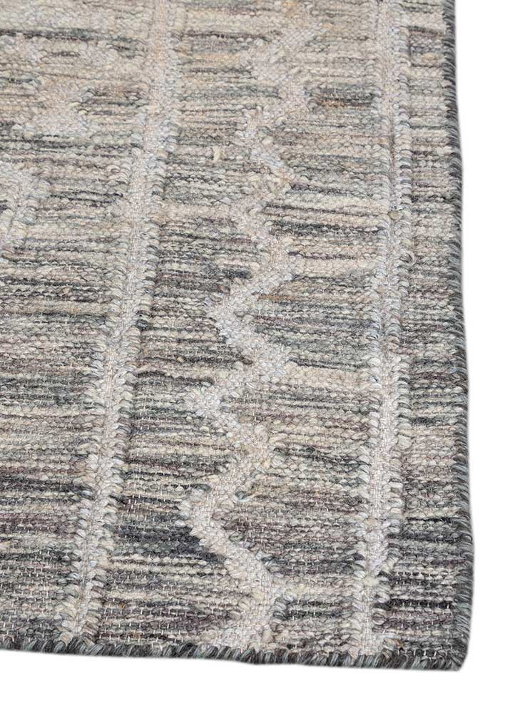 bedouin blue wool and viscose flat weaves Rug - Corner