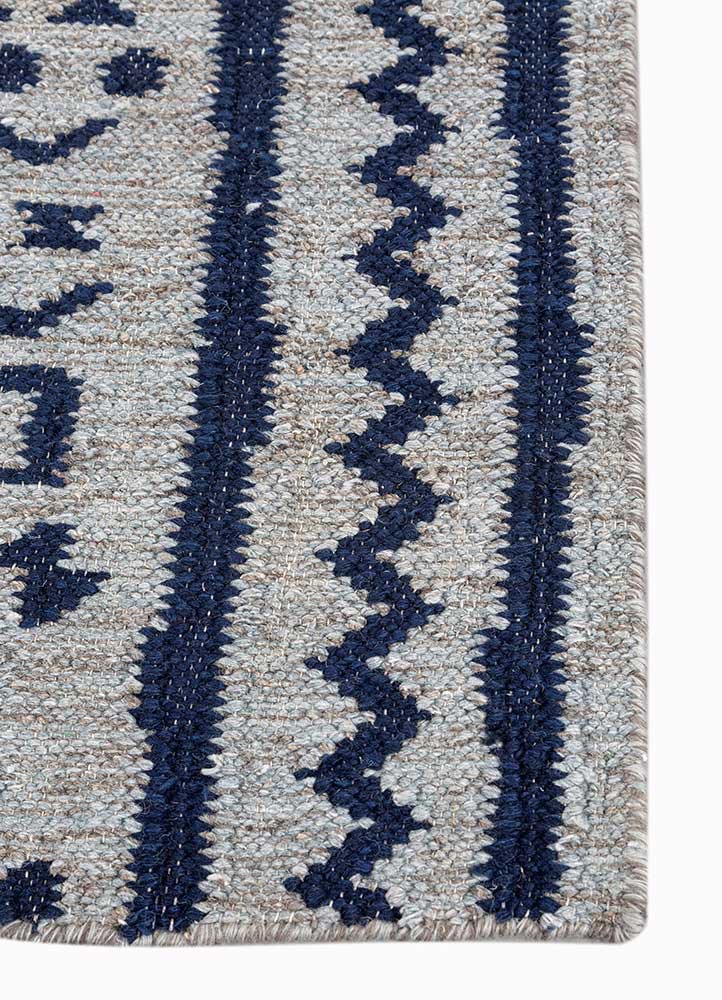 bedouin grey and black wool and viscose flat weaves Rug - Corner