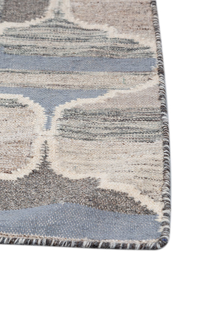 indusbar ivory wool and viscose flat weaves Rug - Corner indusbar ivory wool and viscose flat weaves Rug - Corner