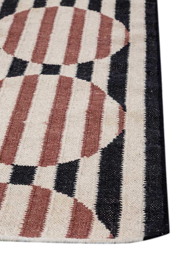 checkers ivory wool and viscose flat weaves Rug - Corner checkers ivory wool and viscose flat weaves Rug - Corner