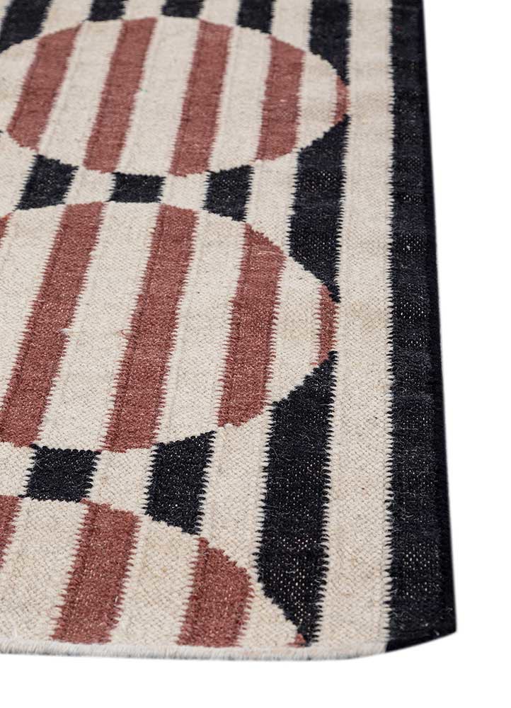 checkers ivory wool and viscose flat weaves Rug - Corner checkers ivory wool and viscose flat weaves Rug - Corner