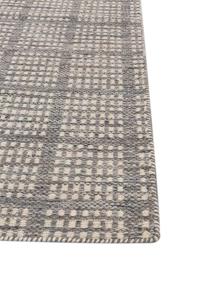 abrash grey and black wool and viscose flat weaves Rug - Corner abrash grey and black wool and viscose flat weaves Rug - Corner