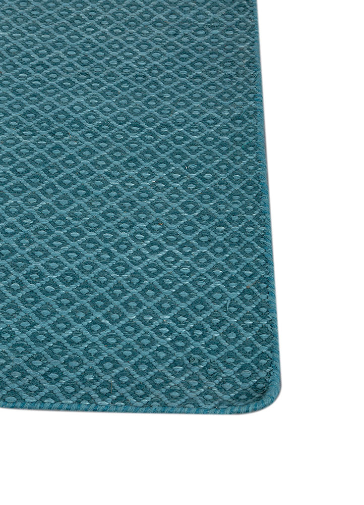 abrash blue wool and viscose flat weaves Rug - Corner
