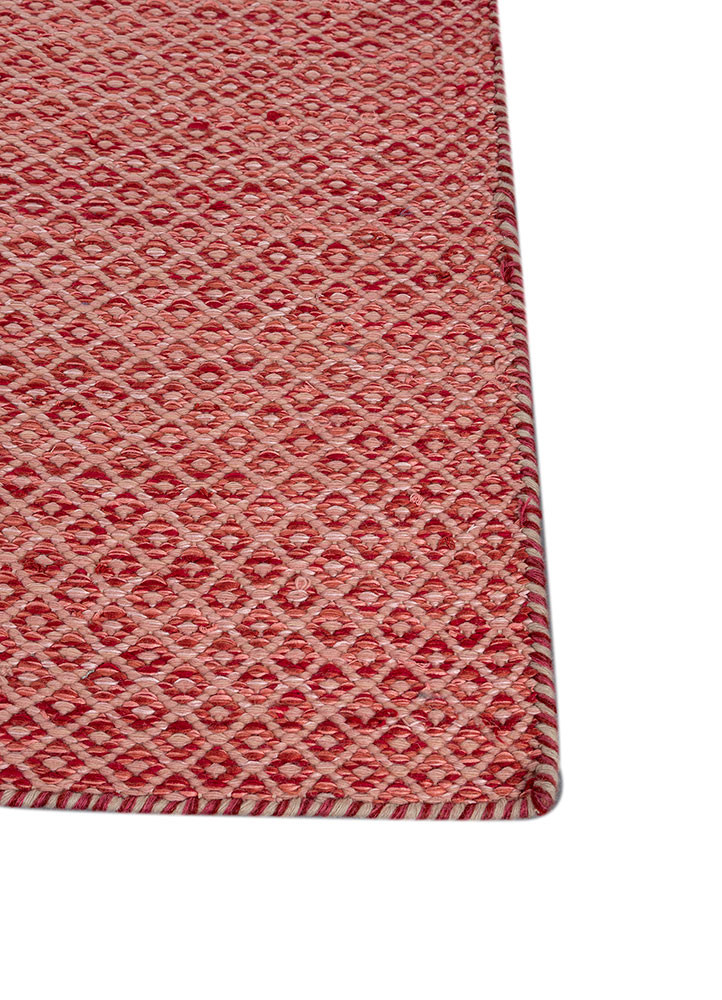 abrash red and orange wool and viscose flat weaves Rug - Corner abrash red and orange wool and viscose flat weaves Rug - Corner
