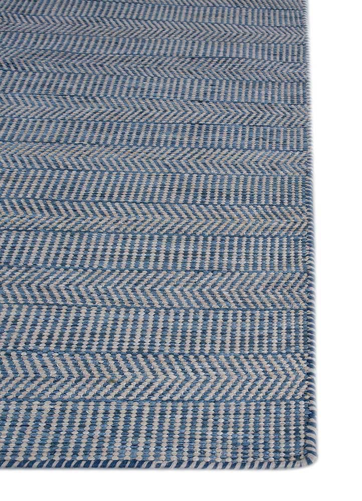 abrash blue wool and viscose flat weaves Rug - Corner