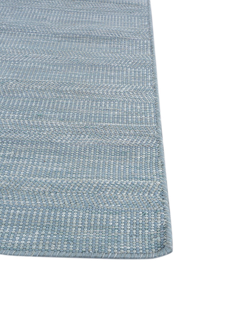abrash blue wool and viscose flat weaves Rug - Corner abrash blue wool and viscose flat weaves Rug - Corner