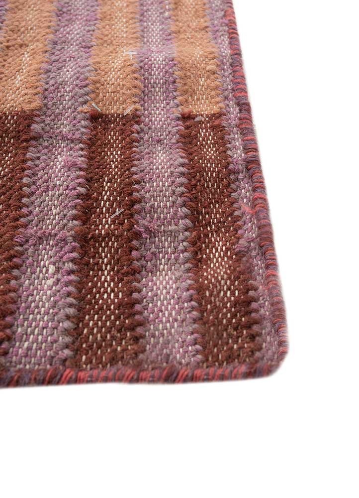 checkers red and orange wool and viscose flat weaves Rug - Corner checkers red and orange wool and viscose flat weaves Rug - Corner