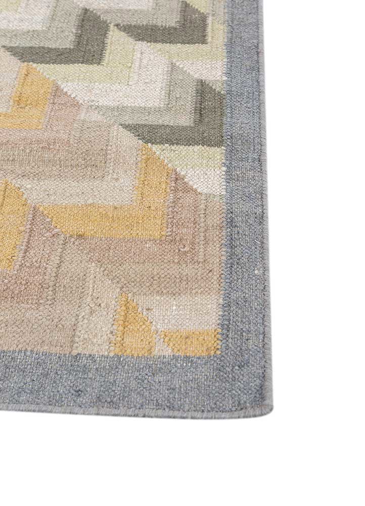 checkers grey and black wool and viscose flat weaves Rug - Corner