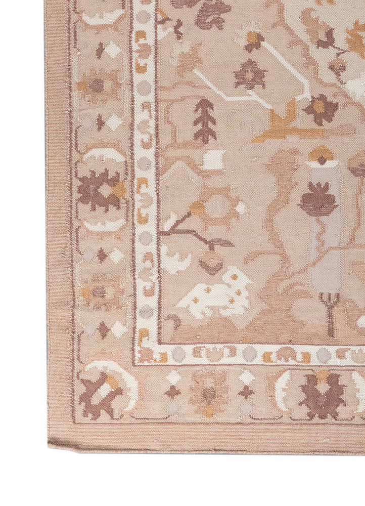 bedouin red and orange wool and viscose flat weaves Rug - Corner