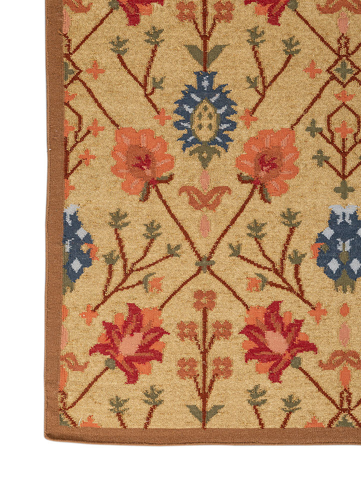 bedouin gold wool flat weaves Rug - Corner bedouin gold wool flat weaves Rug - Corner