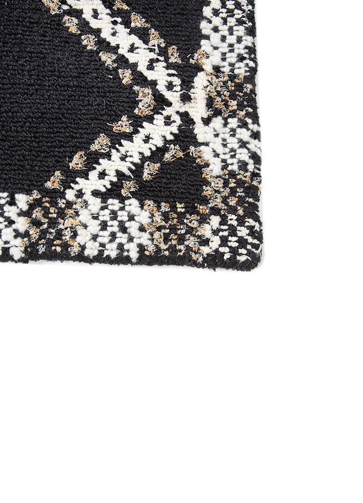 atelier grey and black wool hand knotted Rug - Corner