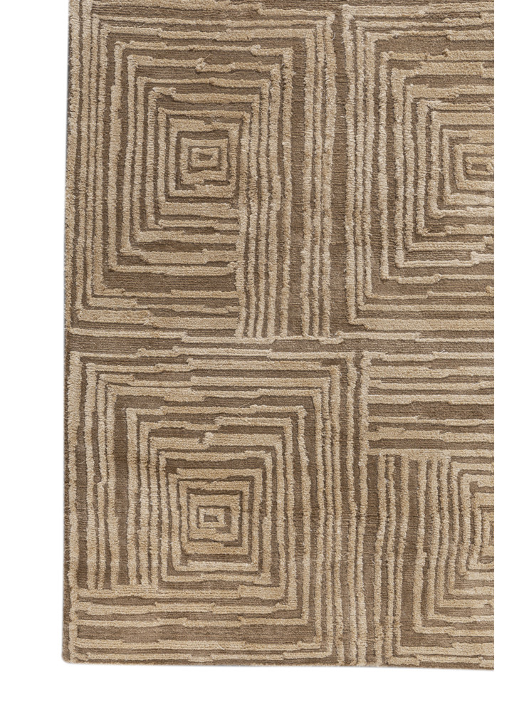 aprezo beige and brown acrylic hand knotted Rug - Corner
