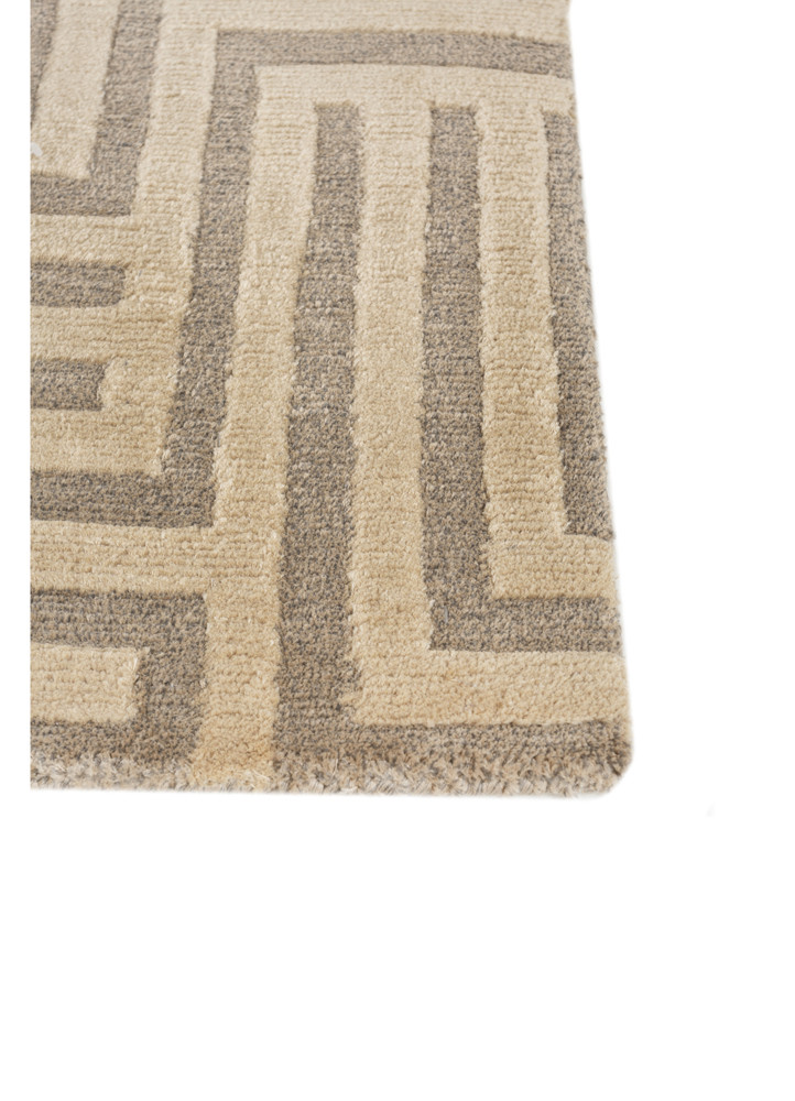 aprezo beige and brown acrylic hand knotted Rug - Corner