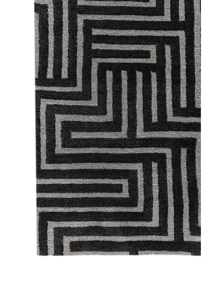 aprezo grey and black acrylic hand knotted Rug - Corner