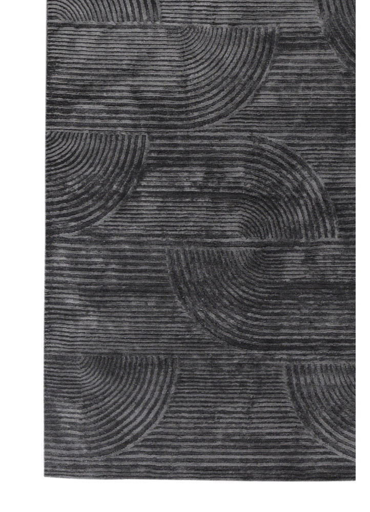 aprezo grey and black acrylic hand knotted Rug - Corner