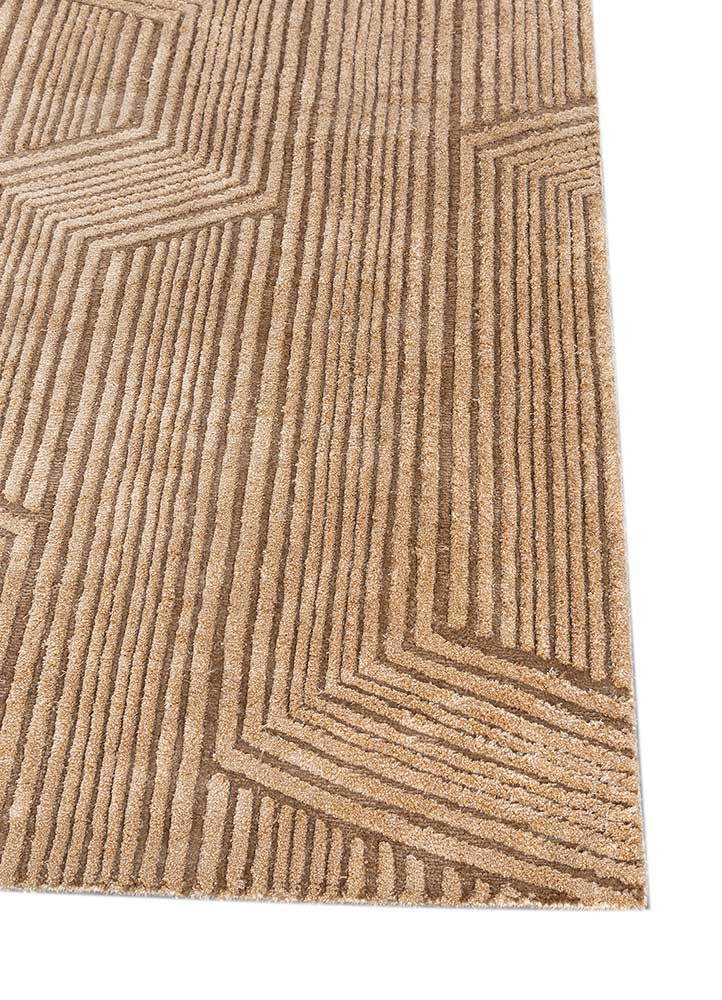 aprezo beige and brown acrylic hand knotted Rug - Corner