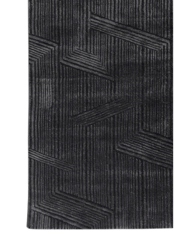 aprezo grey and black acrylic hand knotted Rug - Corner