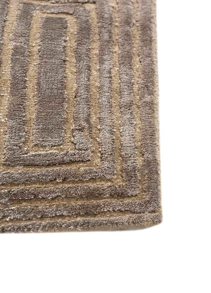 azalea grey and black bamboo silk hand knotted Rug - Corner