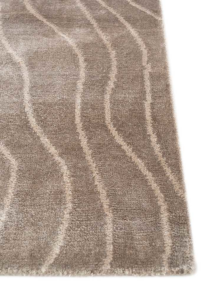 azalea beige and brown bamboo silk hand knotted Rug - Corner