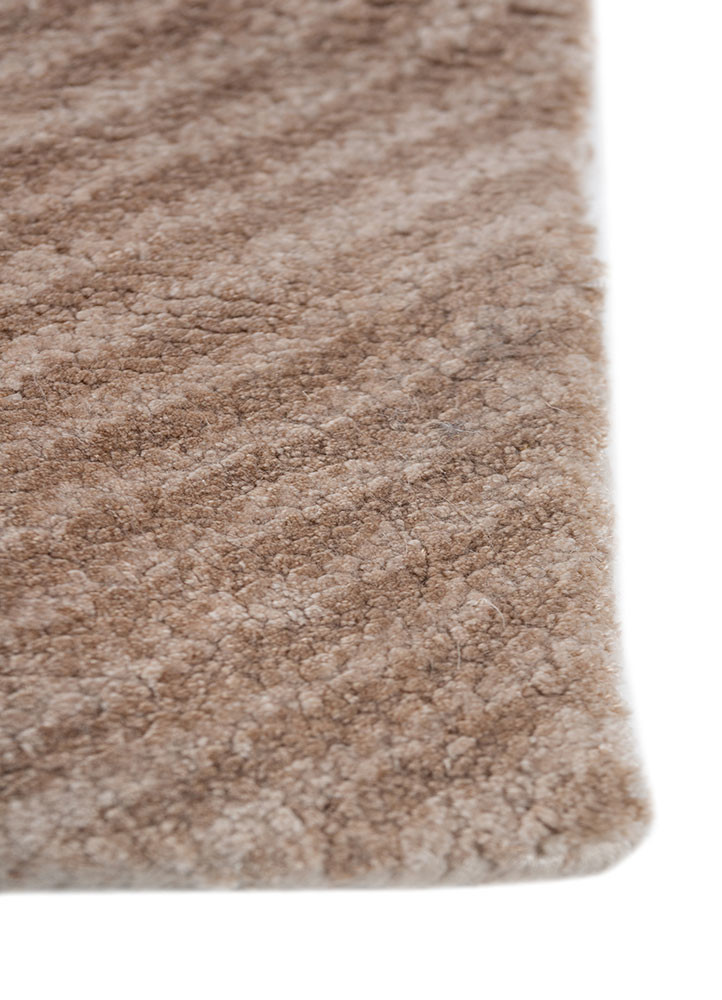 azalea beige and brown bamboo silk and zari hand knotted Rug - Corner