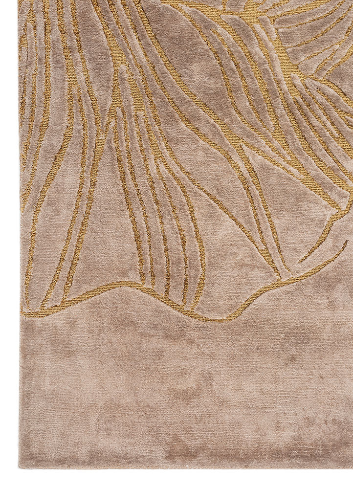 azalea beige and brown bamboo silk and zari hand knotted Rug - Corner azalea beige and brown bamboo silk and zari hand knotted Rug - Corner