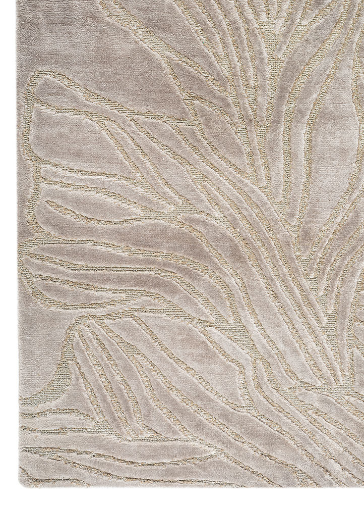 azalea grey and black bamboo silk and zari hand knotted Rug - Corner azalea grey and black bamboo silk and zari hand knotted Rug - Corner