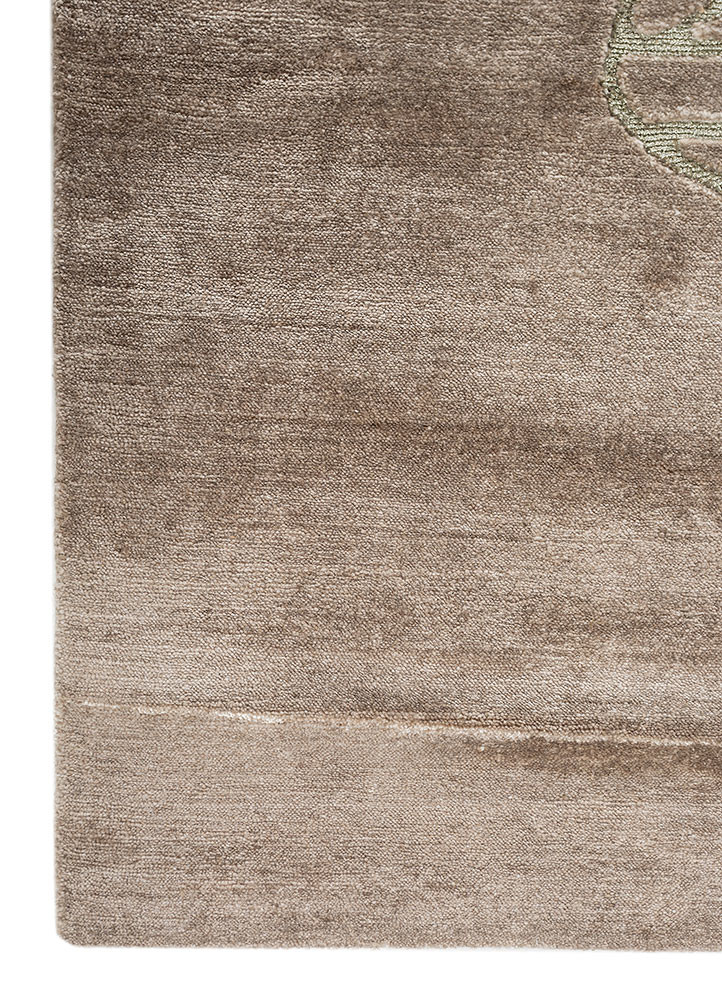 azalea beige and brown bamboo silk and zari hand knotted Rug - Corner azalea beige and brown bamboo silk and zari hand knotted Rug - Corner