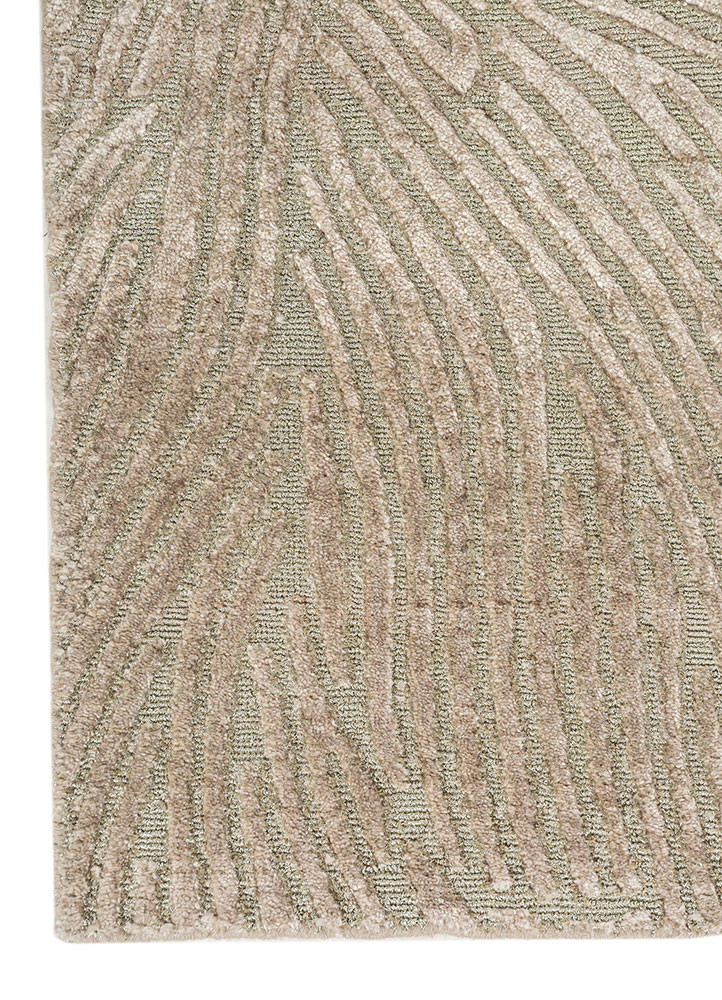 azalea beige and brown bamboo silk and zari hand knotted Rug - Corner azalea beige and brown bamboo silk and zari hand knotted Rug - Corner