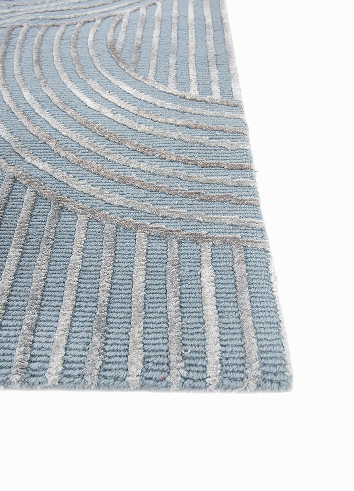 azalea blue wool and bamboo silk hand knotted Rug - Corner azalea blue wool and bamboo silk hand knotted Rug - Corner