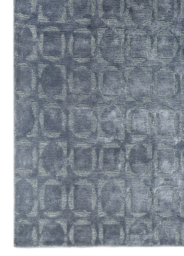 azalea blue wool and bamboo silk hand knotted Rug - Corner azalea blue wool and bamboo silk hand knotted Rug - Corner