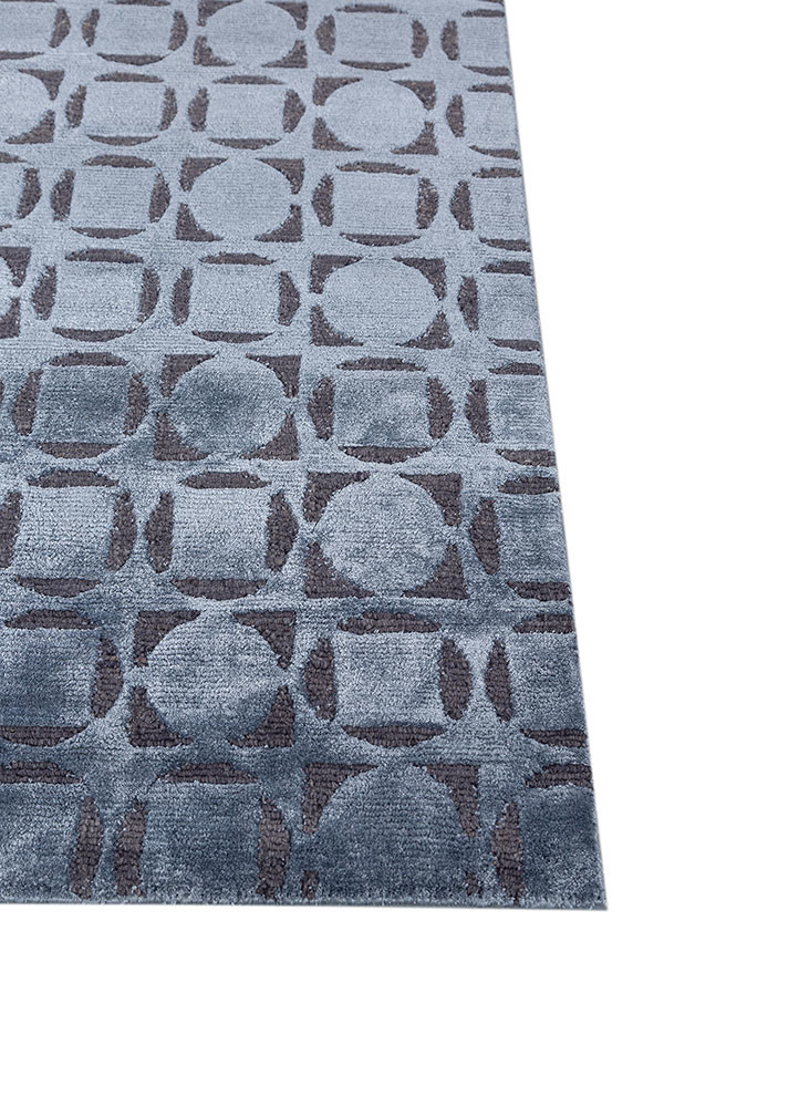 azalea blue wool and bamboo silk hand knotted Rug - Corner azalea blue wool and bamboo silk hand knotted Rug - Corner