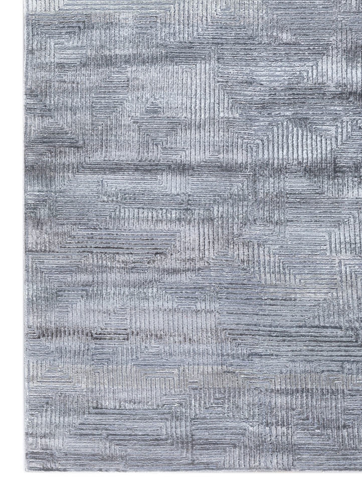 azalea blue wool and bamboo silk hand knotted Rug - Corner azalea blue wool and bamboo silk hand knotted Rug - Corner