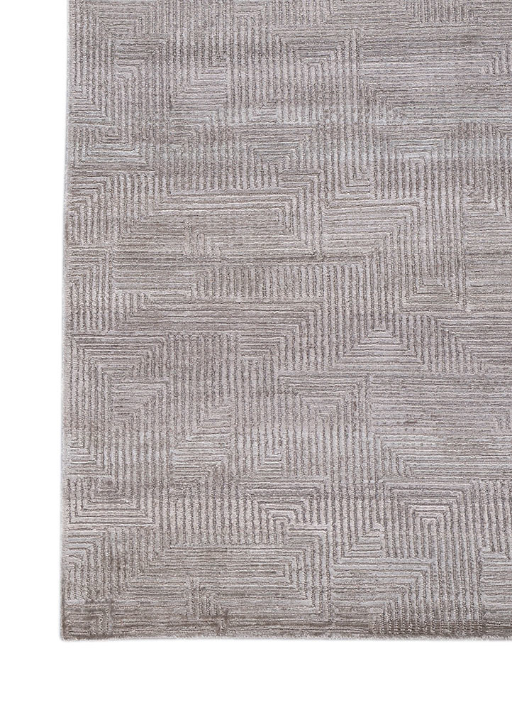azalea grey and black wool and bamboo silk hand knotted Rug - Corner azalea grey and black wool and bamboo silk hand knotted Rug - Corner
