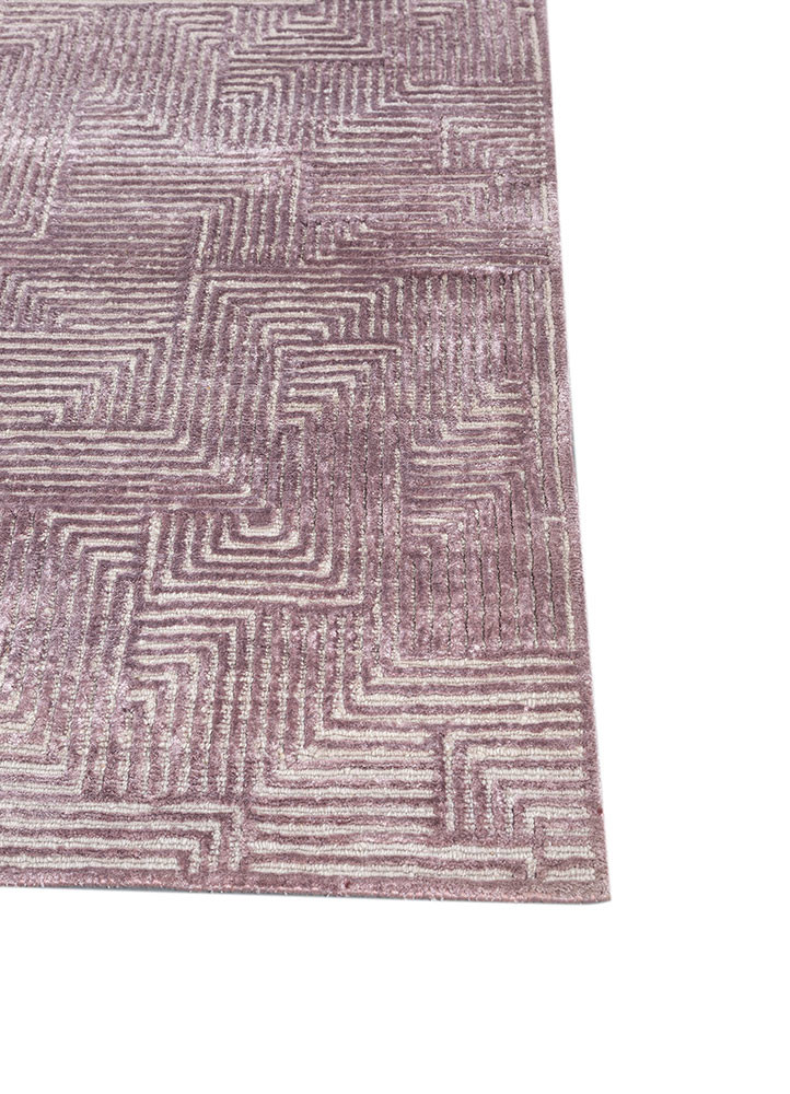 azalea pink and purple wool and bamboo silk hand knotted Rug - Corner azalea pink and purple wool and bamboo silk hand knotted Rug - Corner