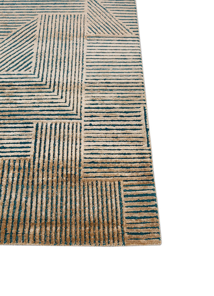 azalea gold wool and bamboo silk hand knotted Rug - Corner azalea gold wool and bamboo silk hand knotted Rug - Corner