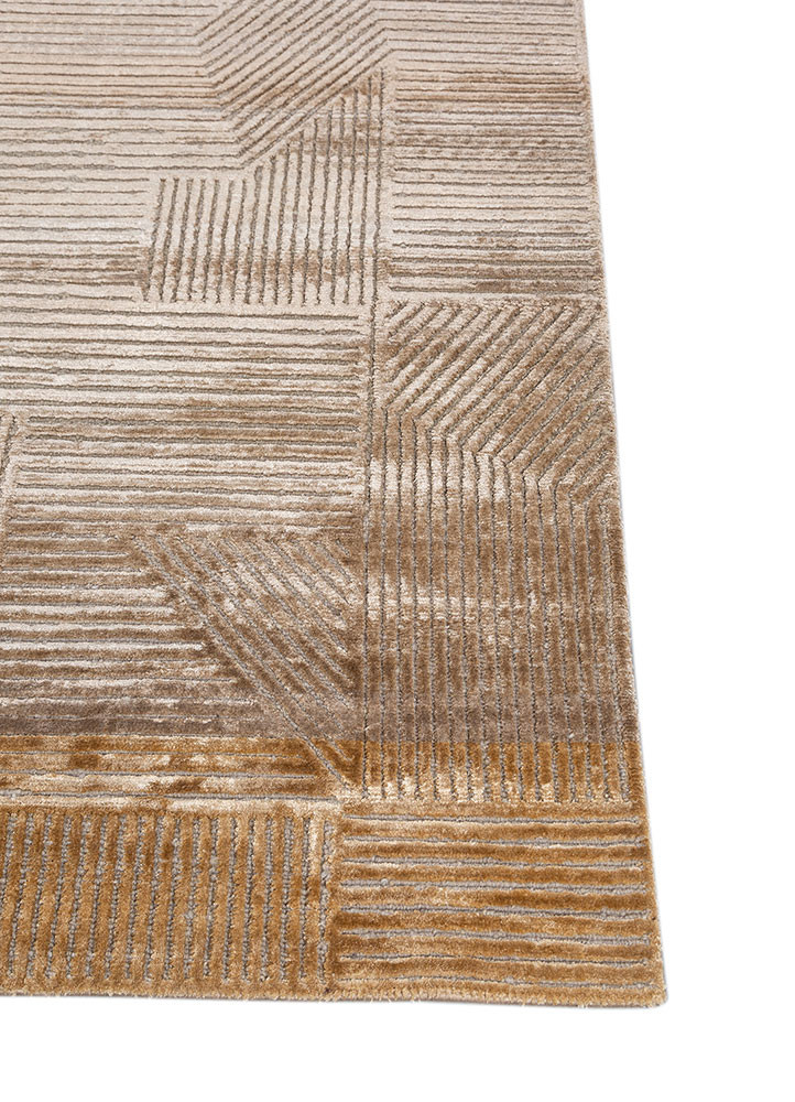 azalea gold wool and bamboo silk hand knotted Rug - Corner