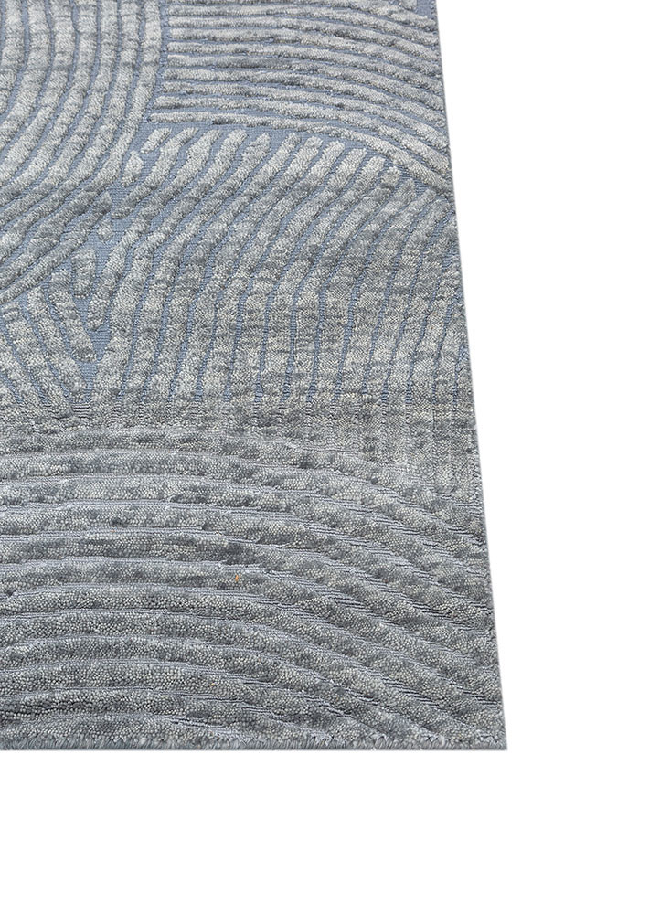 azalea blue wool and bamboo silk hand knotted Rug - Corner azalea blue wool and bamboo silk hand knotted Rug - Corner