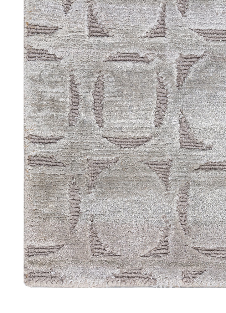 azalea grey and black wool and bamboo silk hand knotted Rug - Corner azalea grey and black wool and bamboo silk hand knotted Rug - Corner