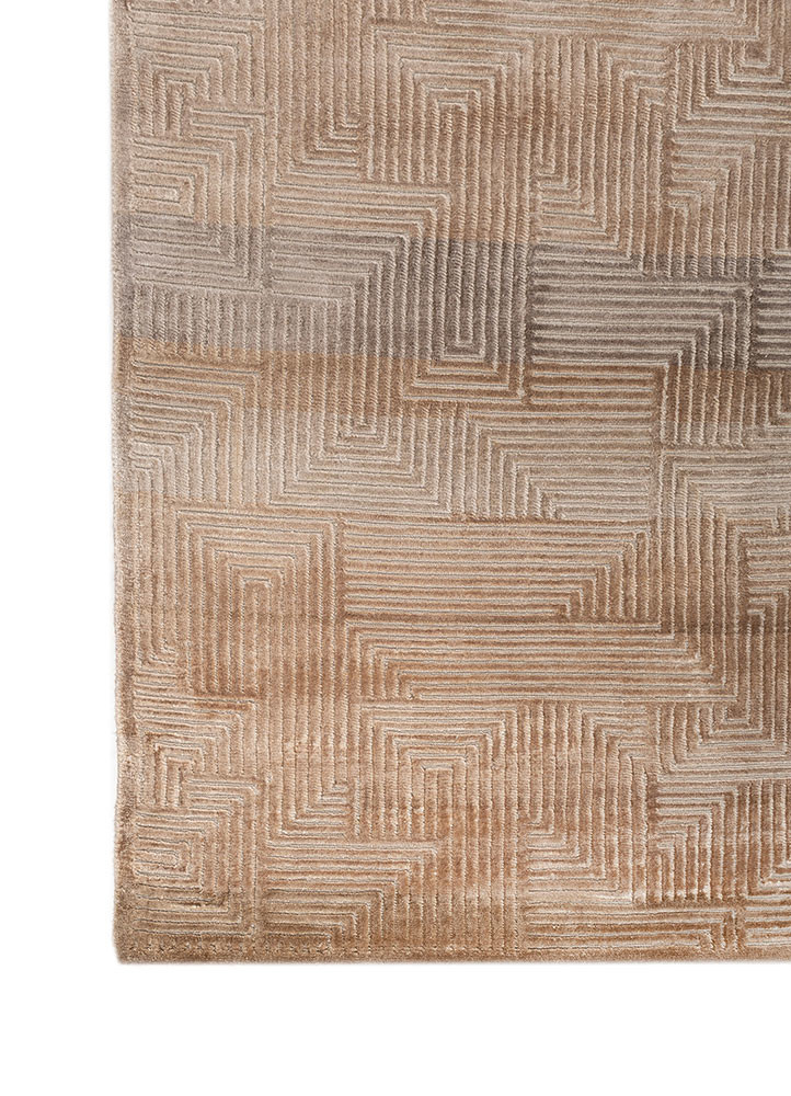 aprezo beige and brown wool and bamboo silk hand knotted Rug - Corner aprezo beige and brown wool and bamboo silk hand knotted Rug - Corner
