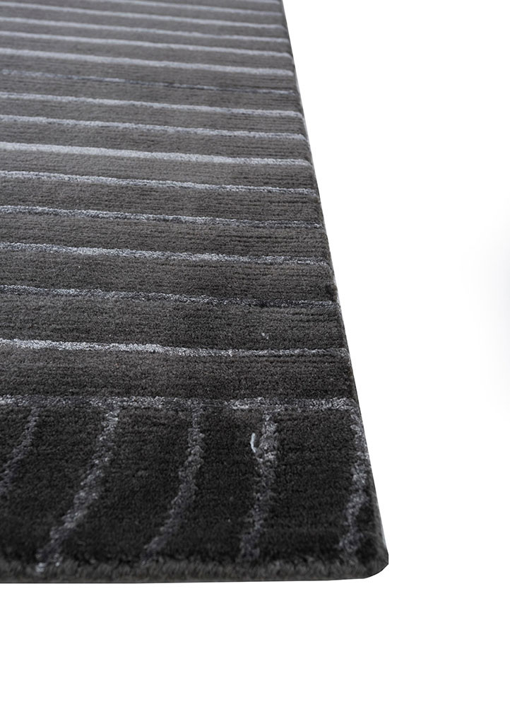 clan grey and black wool and bamboo silk hand knotted Rug - Corner clan grey and black wool and bamboo silk hand knotted Rug - Corner