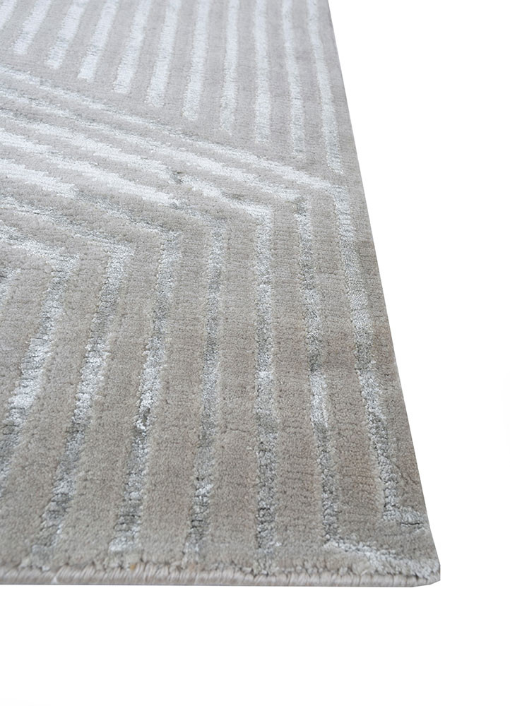 clan grey and black wool and bamboo silk hand knotted Rug - Corner clan grey and black wool and bamboo silk hand knotted Rug - Corner