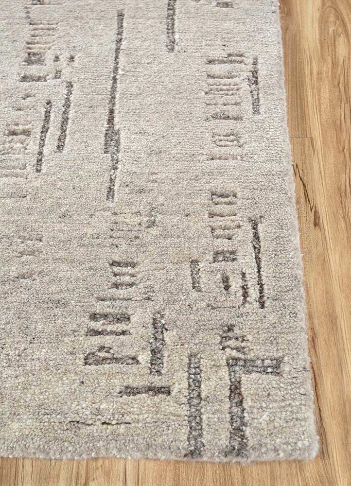 manifest ivory wool and bamboo silk hand knotted Rug - Corner manifest ivory wool and bamboo silk hand knotted Rug - Corner