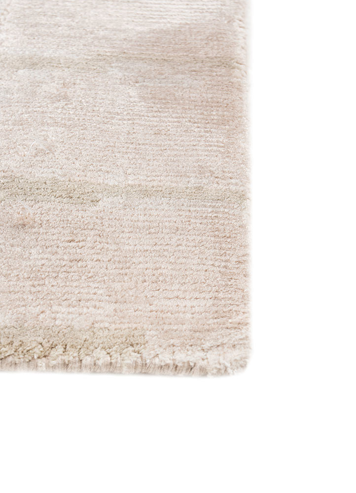 manifest beige and brown wool and bamboo silk hand knotted Rug - Corner