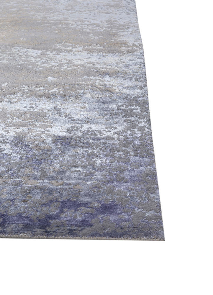 entropy blue wool and bamboo silk hand knotted Rug - Corner entropy blue wool and bamboo silk hand knotted Rug - Corner