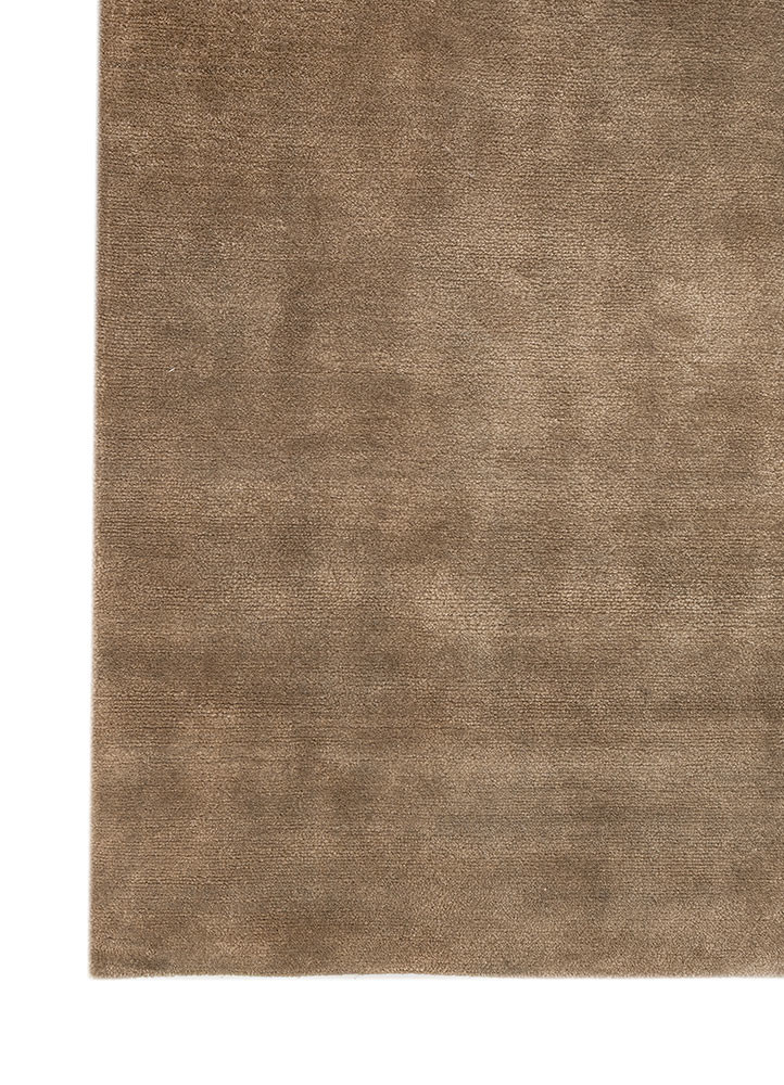 aprezo beige and brown wool and bamboo silk hand knotted Rug - Corner