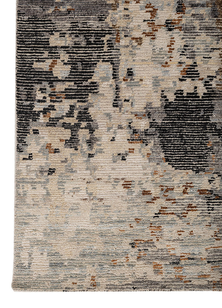 aprezo ivory wool hand knotted Rug - Corner