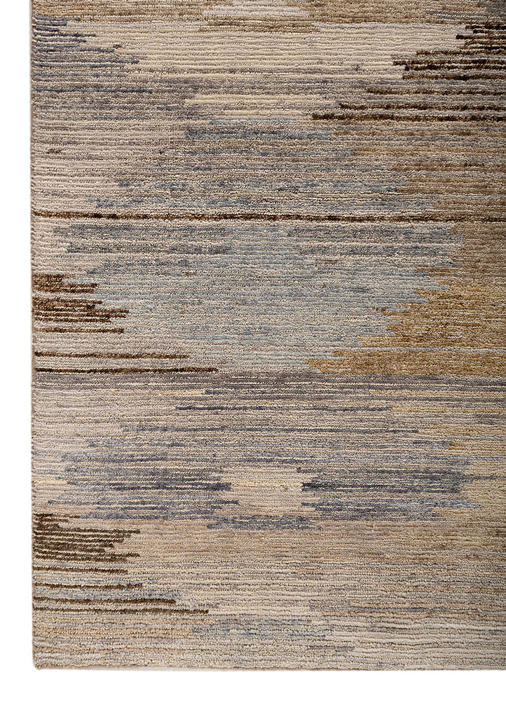 savana ivory wool hand knotted Rug - Corner
